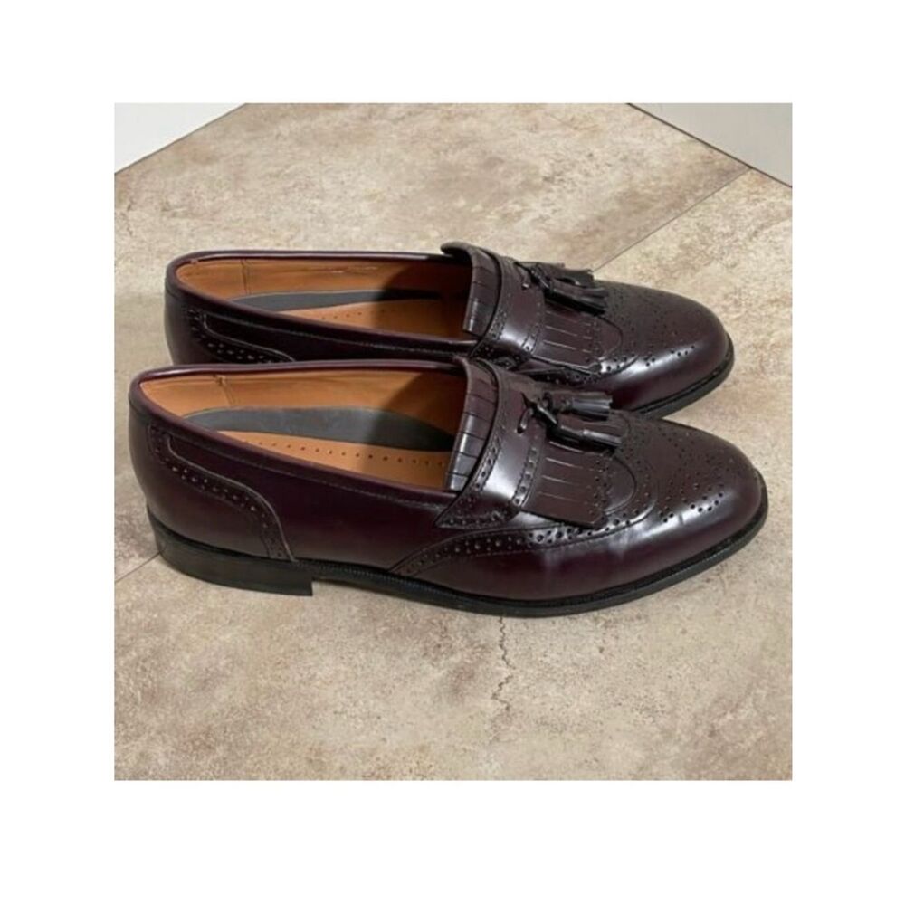 French Shriner Milton Burgundy 9W Fine Real Leather Men Dress Shoes Great Condit